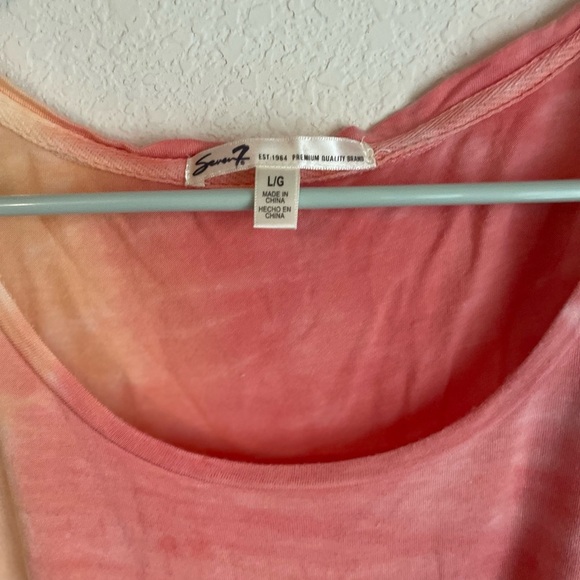 Seven7 Orange Pink Tie Front Long Sleeve Top size L - Picture 3 of 4